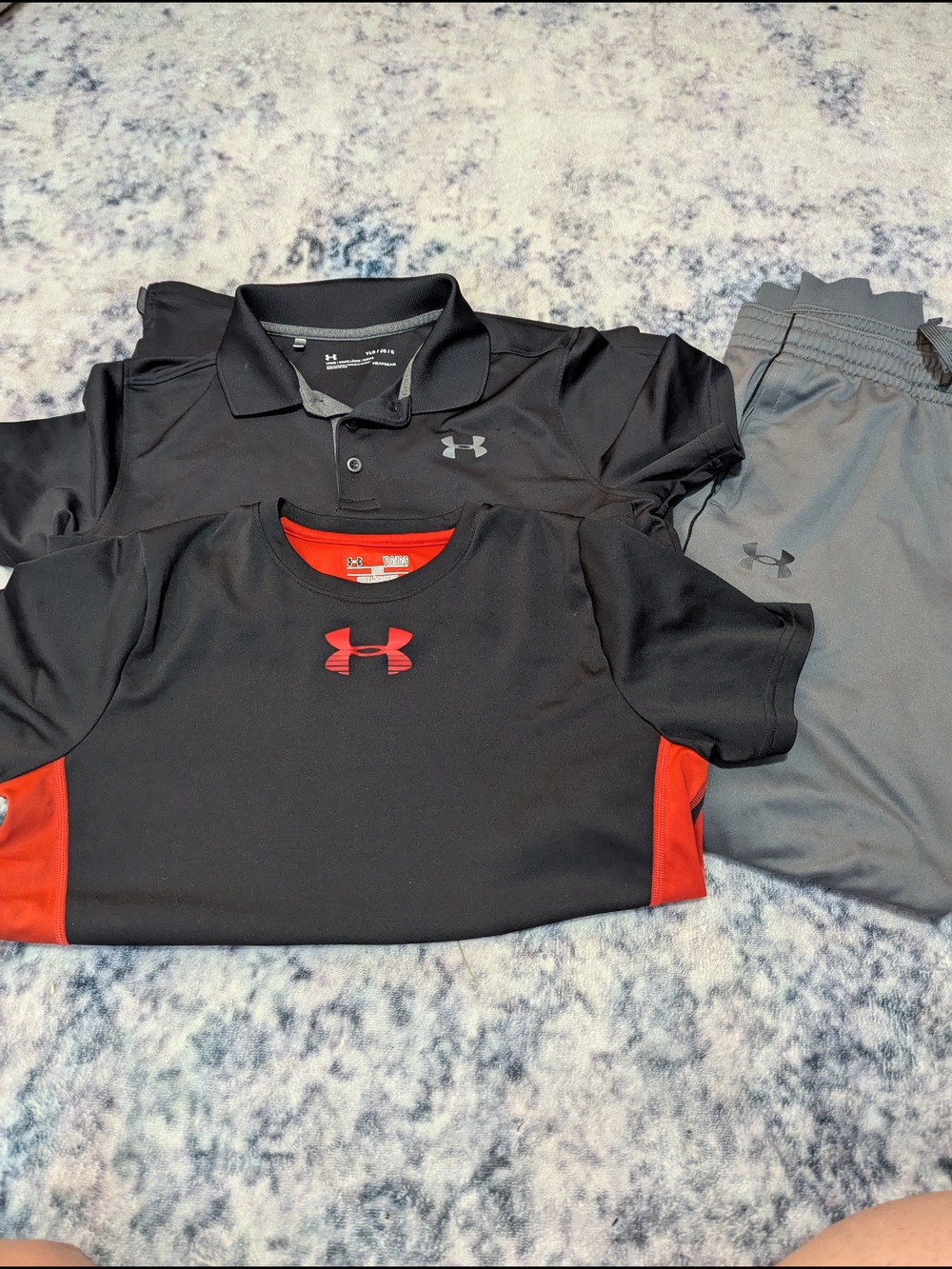 Under Armour Black & Red Boys Athletic Set with Gray Shorts